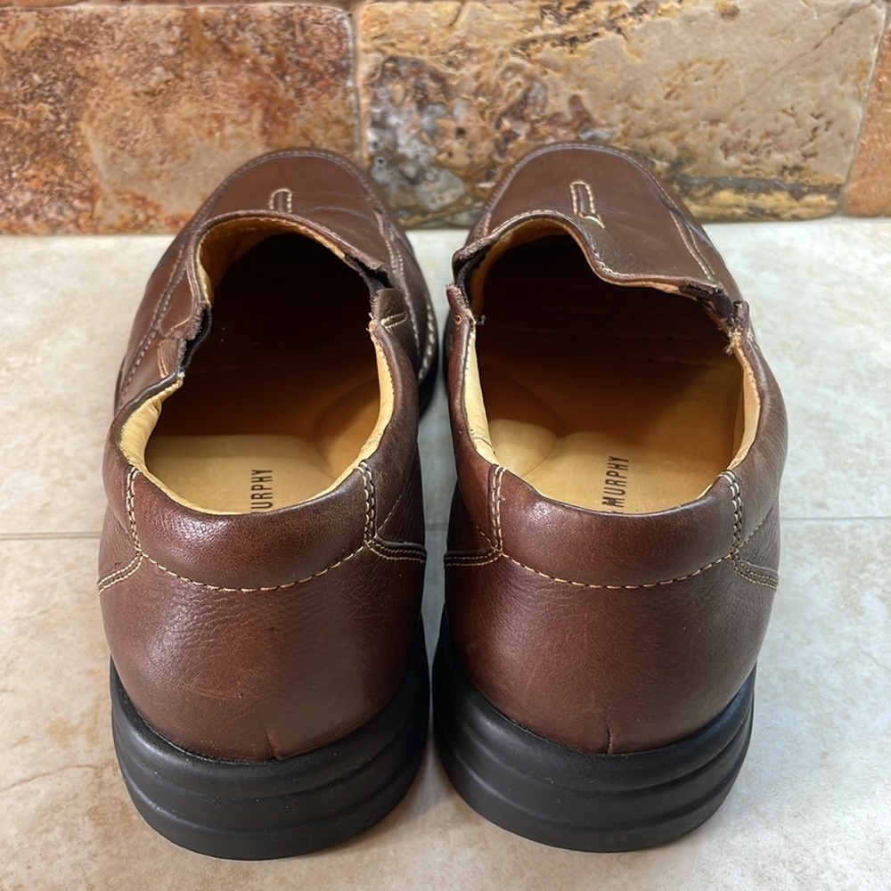 Johnston& Murphy 8M Loafers Leather Shoes Sheepskin Lining Casual Slip-On Brown - Picture 5 of 16
